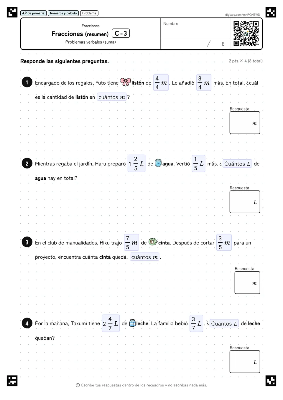 4.º de primaria Fracciones Fracciones (resumen)
