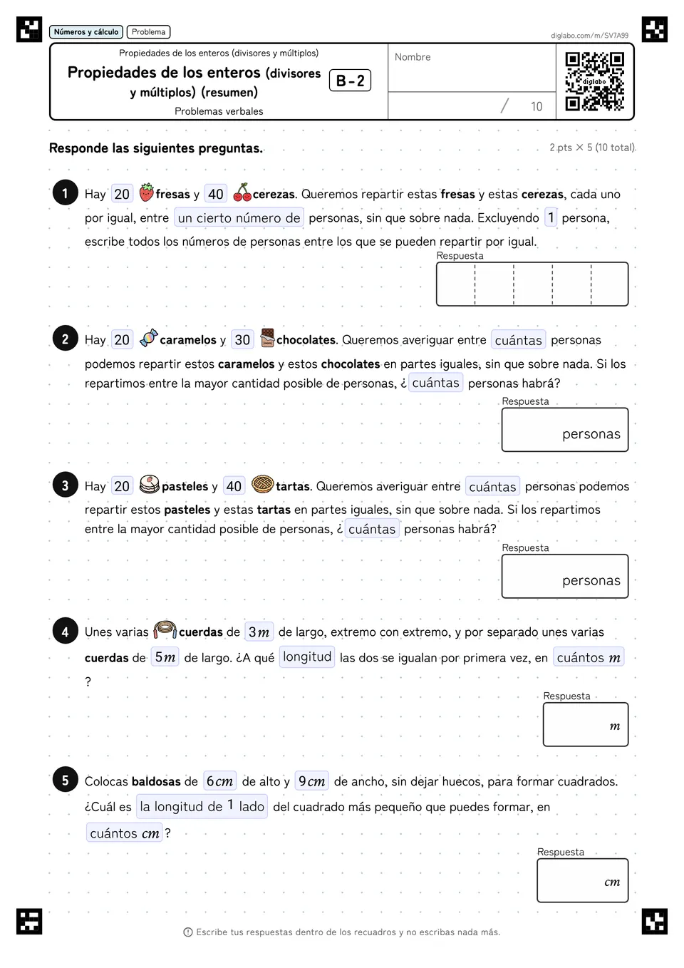 Propiedades de los enteros (divisores y múltiplos) (resumen) B-2