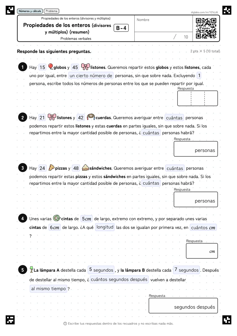 Propiedades de los enteros (divisores y múltiplos) (resumen) B-4