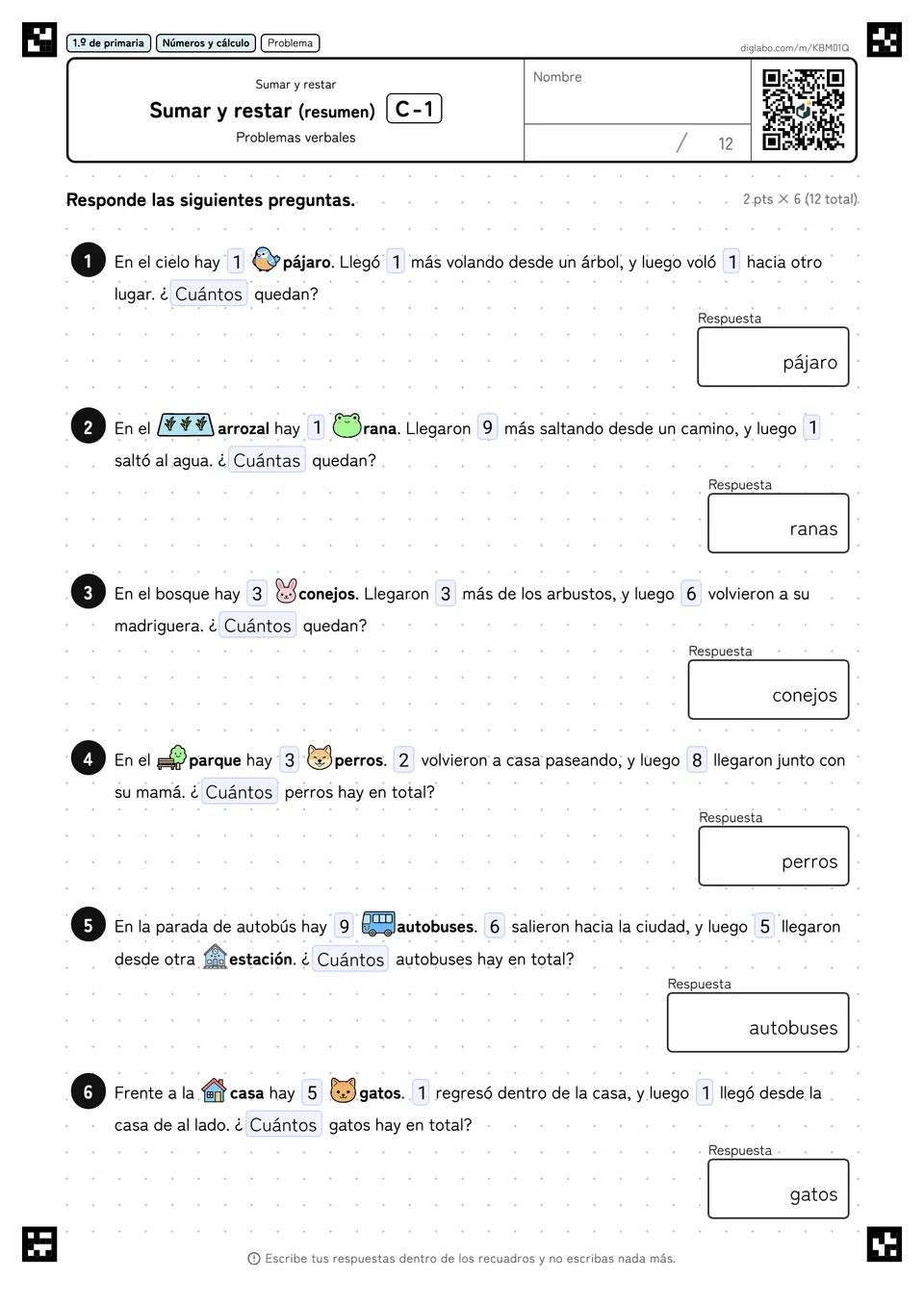 1.º de primaria Sumar y restar Sumar y restar (resumen)