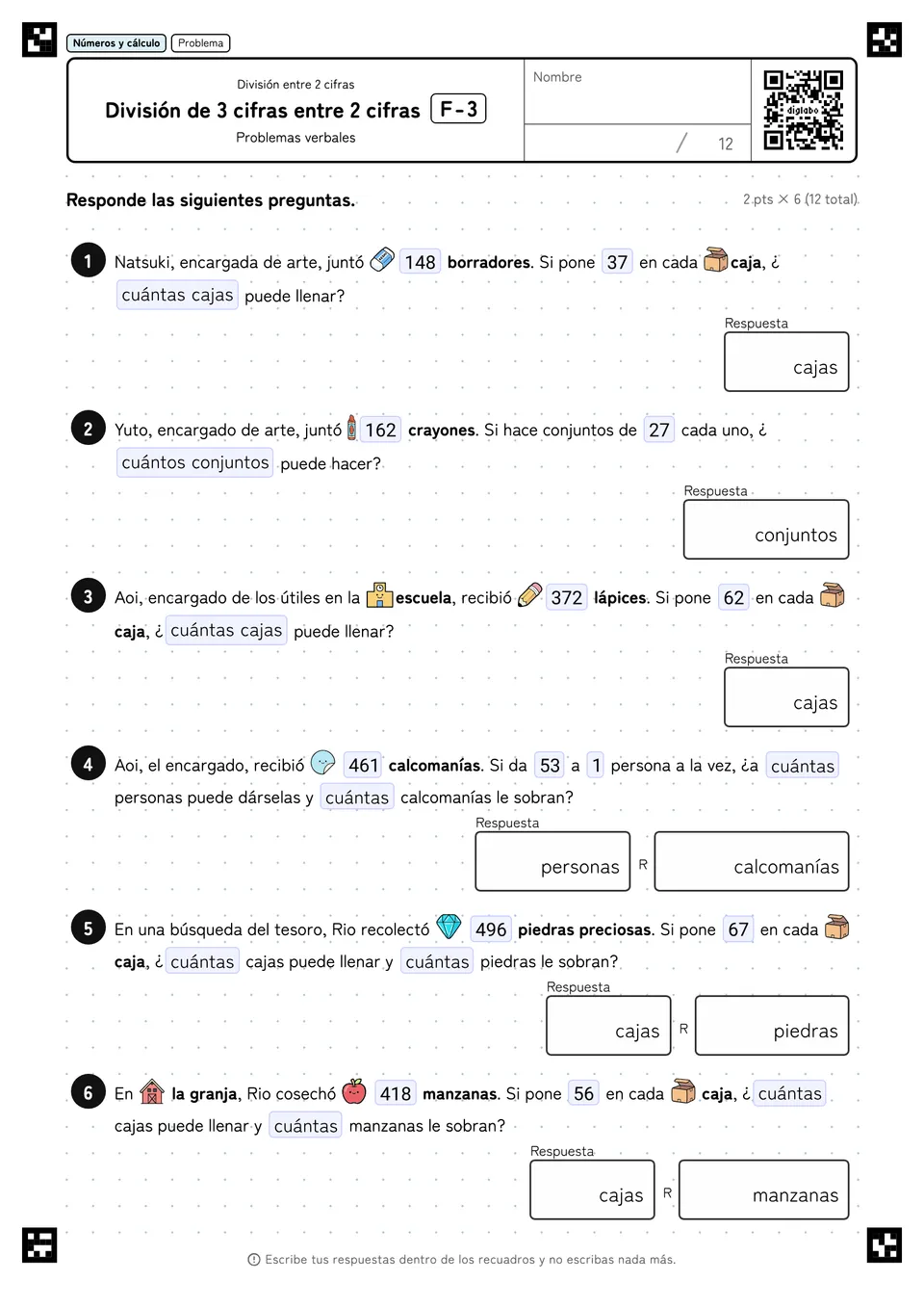 División de 3 cifras entre 2 cifras F-3