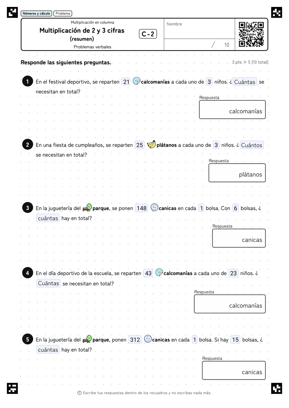 Multiplicación de 2 y 3 cifras (resumen) C-2