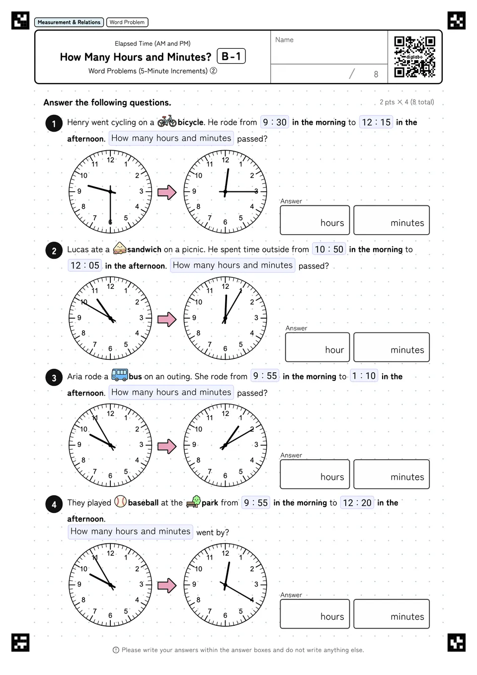How Many Hours and Minutes? B-1
