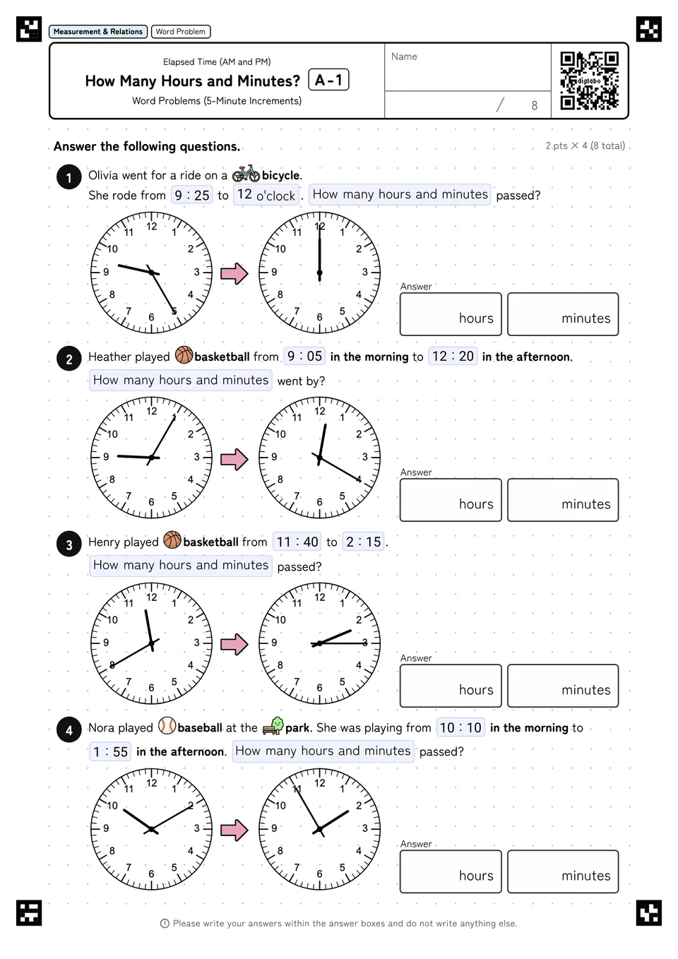 How Many Hours and Minutes? A-1