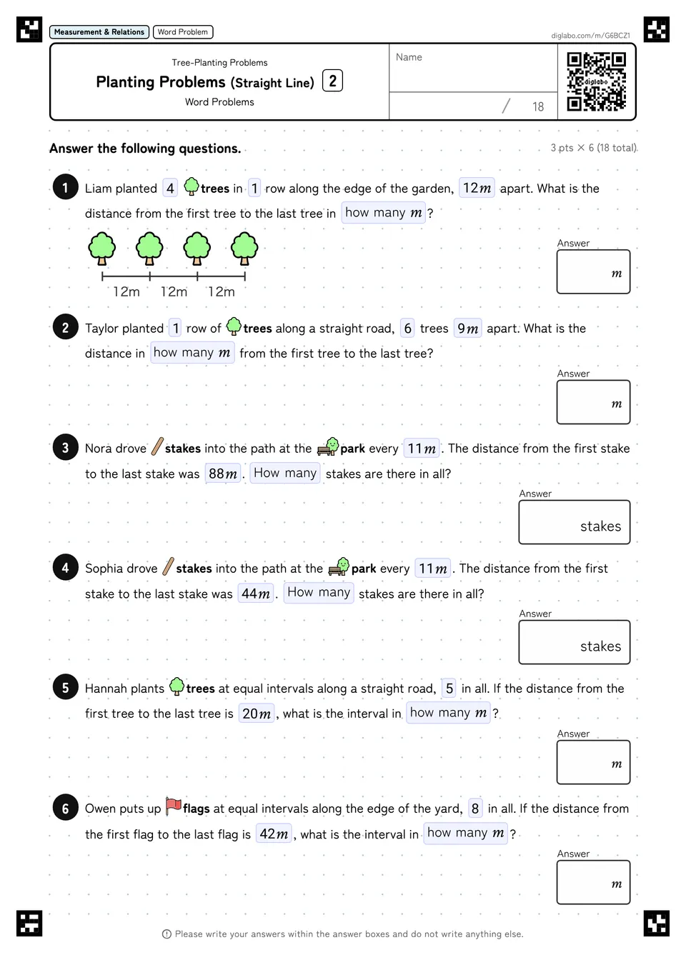 Planting Problems (Straight Line) 2