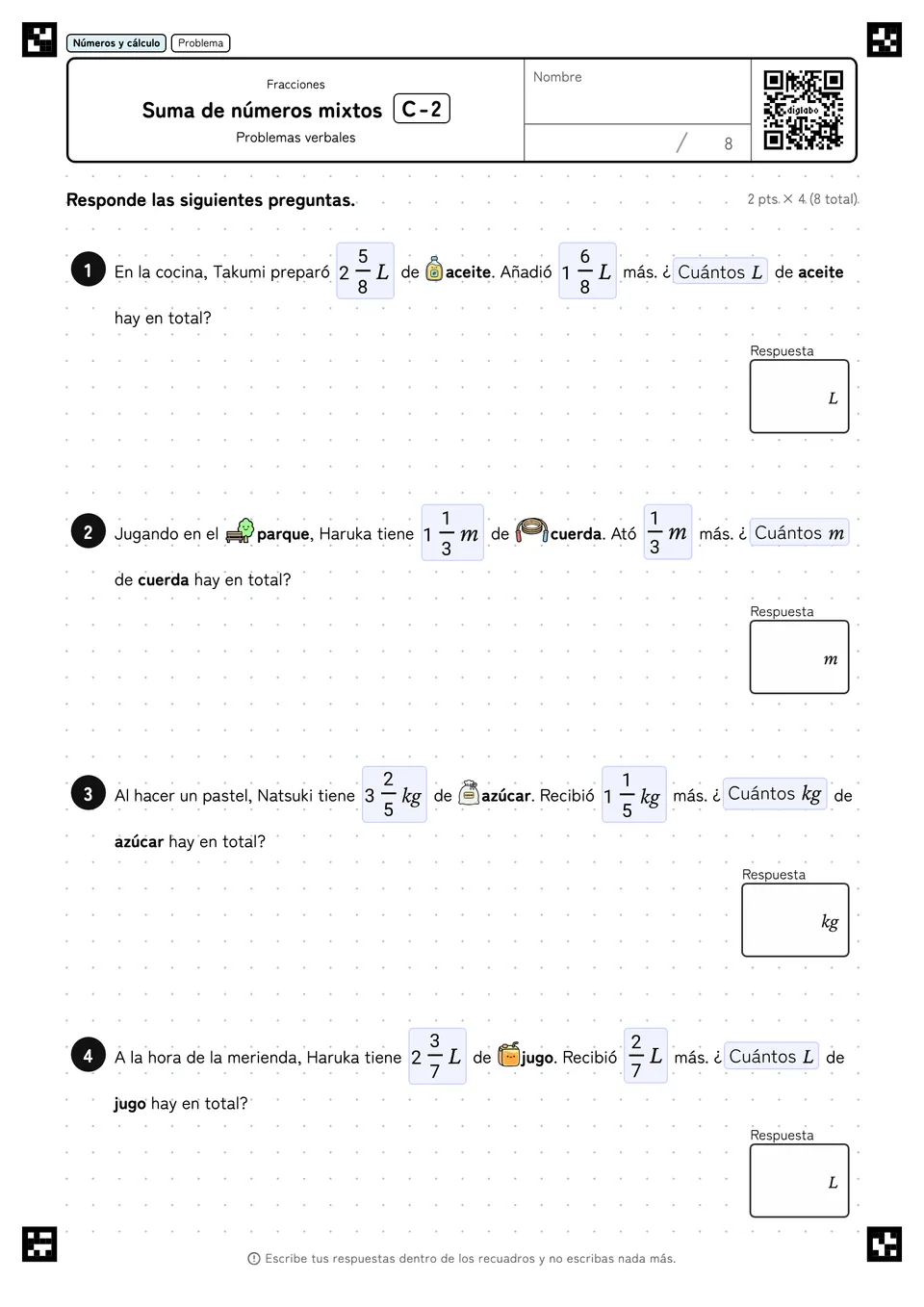 Suma de números mixtos C-2