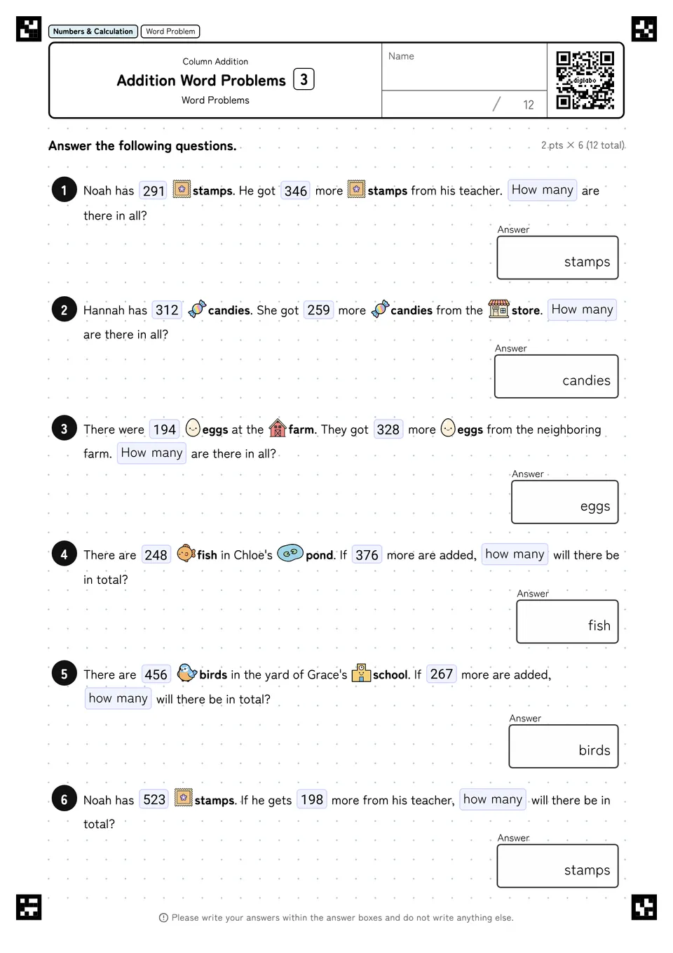 Addition Word Problems 3