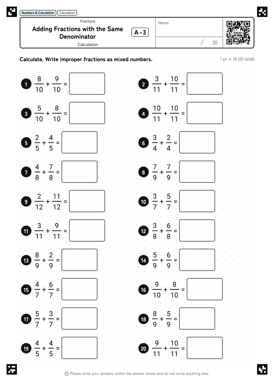 Adding Fractions with the Same Denominator A-3