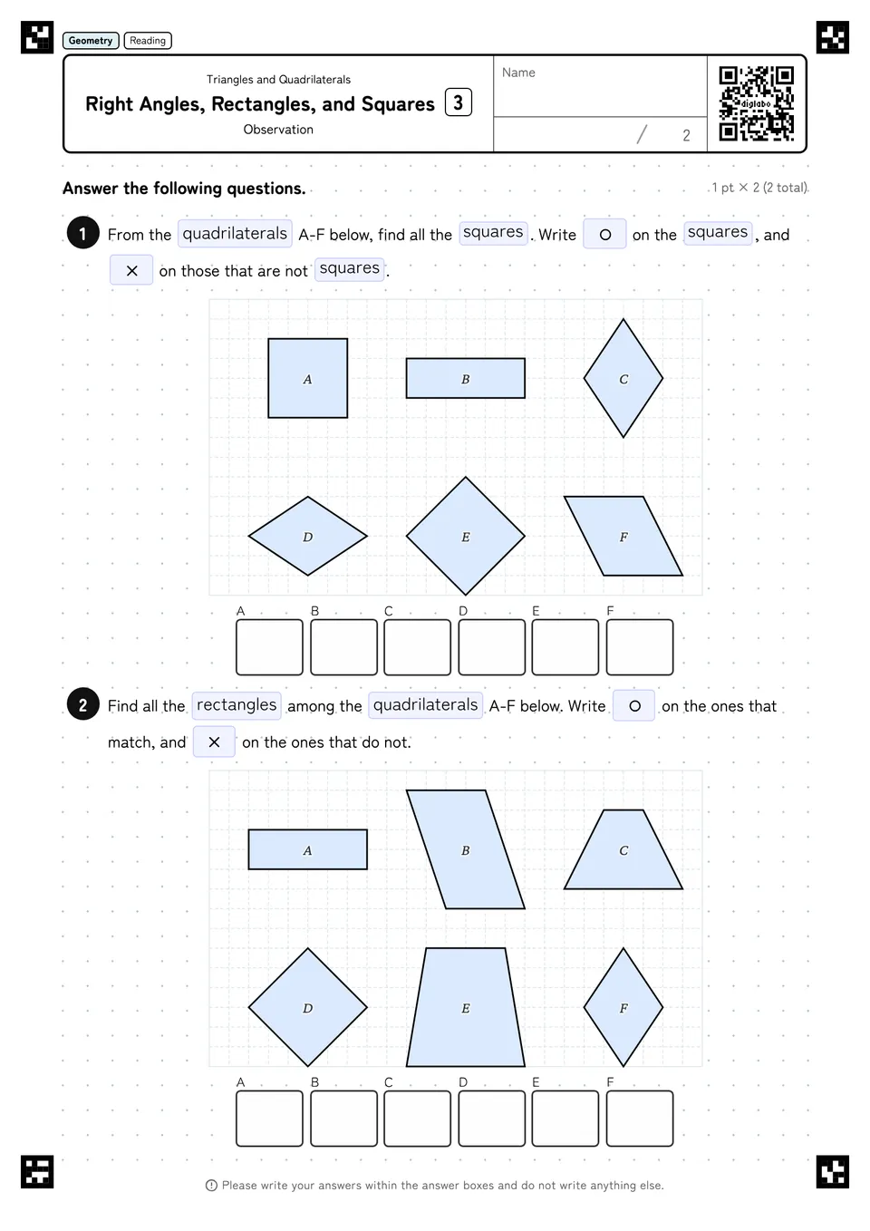 Right Angles, Rectangles, and Squares 3