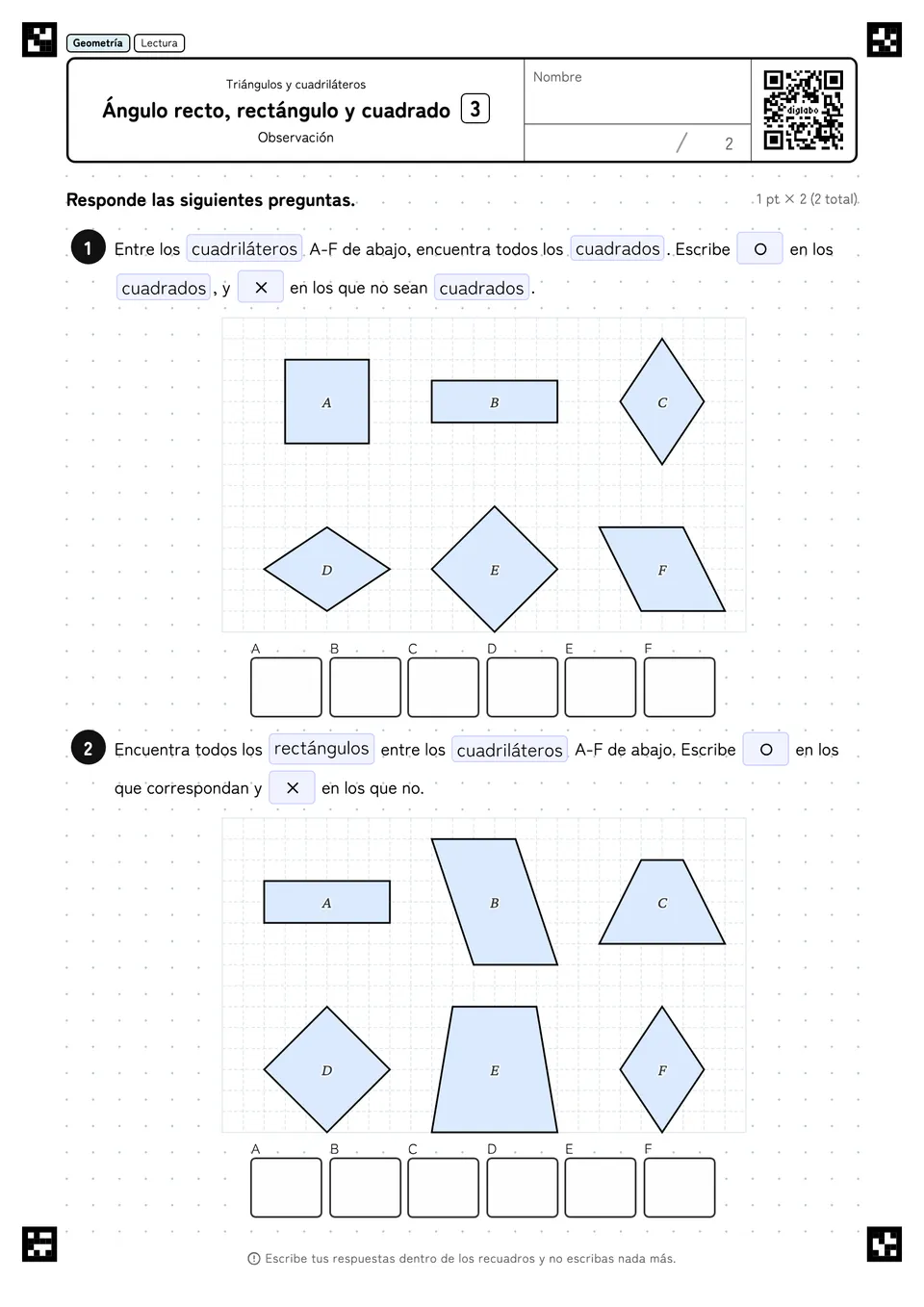 Ángulo recto, rectángulo y cuadrado 3