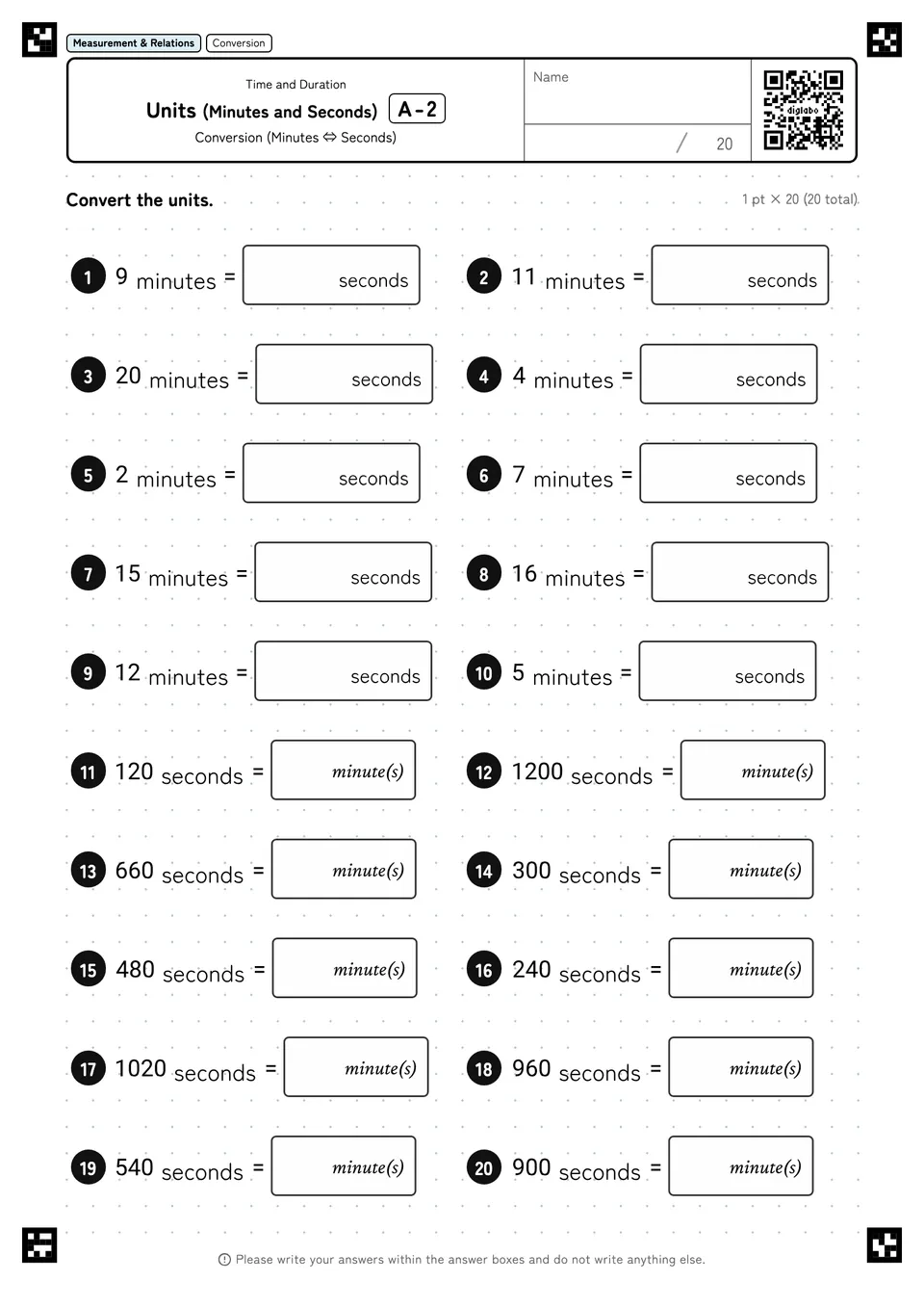 Units (Minutes and Seconds) A-2
