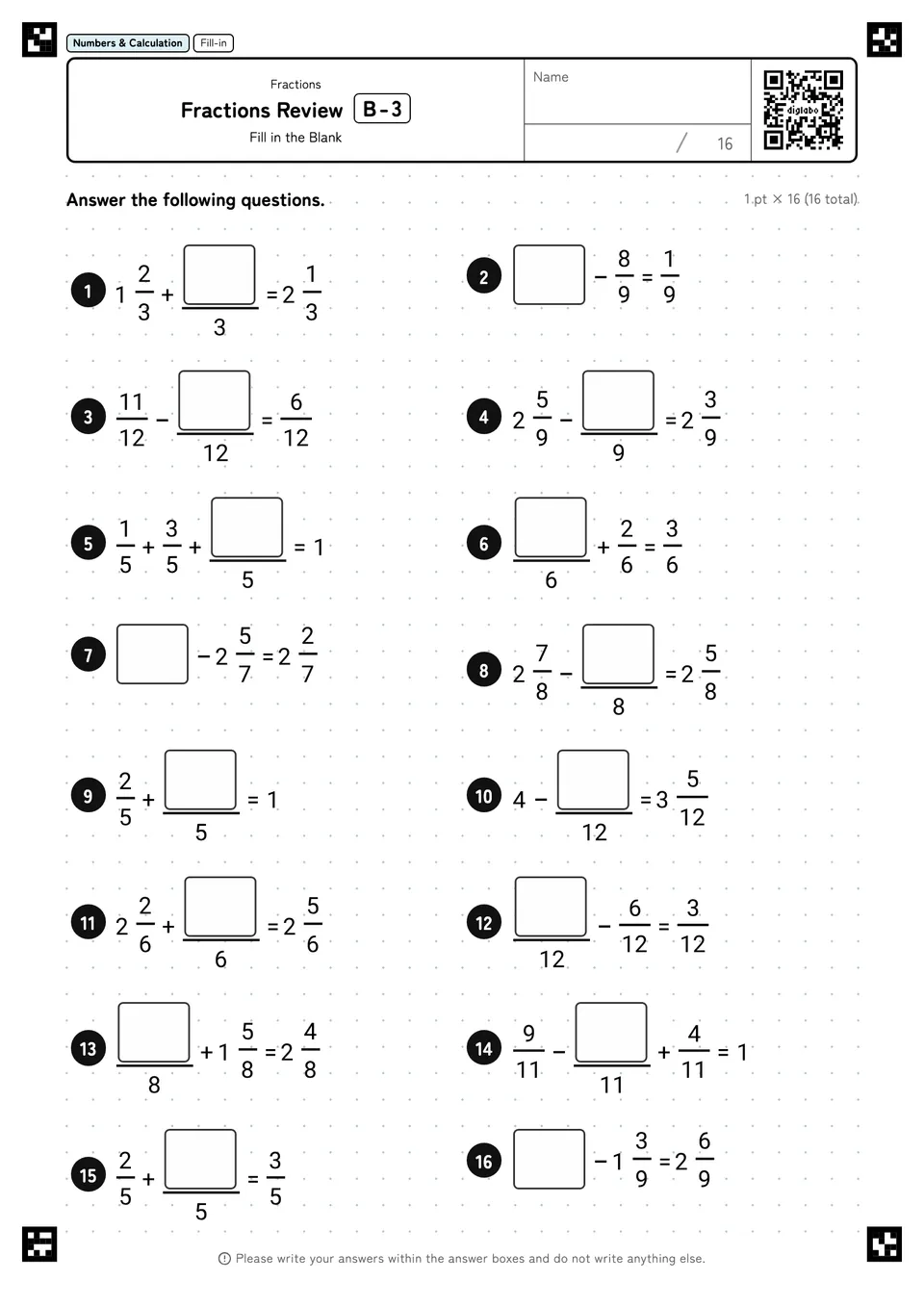 Fractions Review B-3