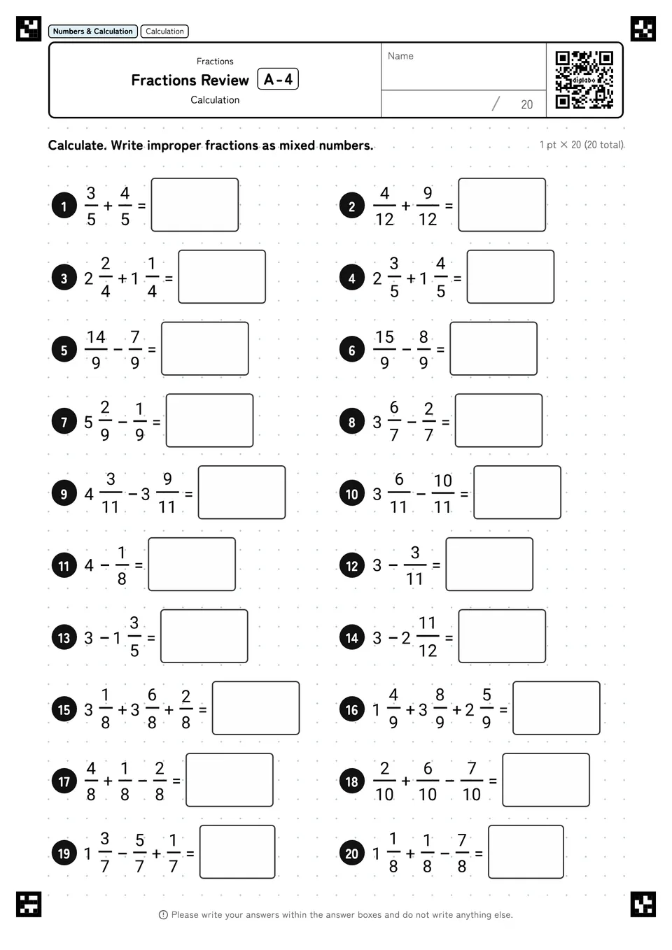 Fractions Review A-4