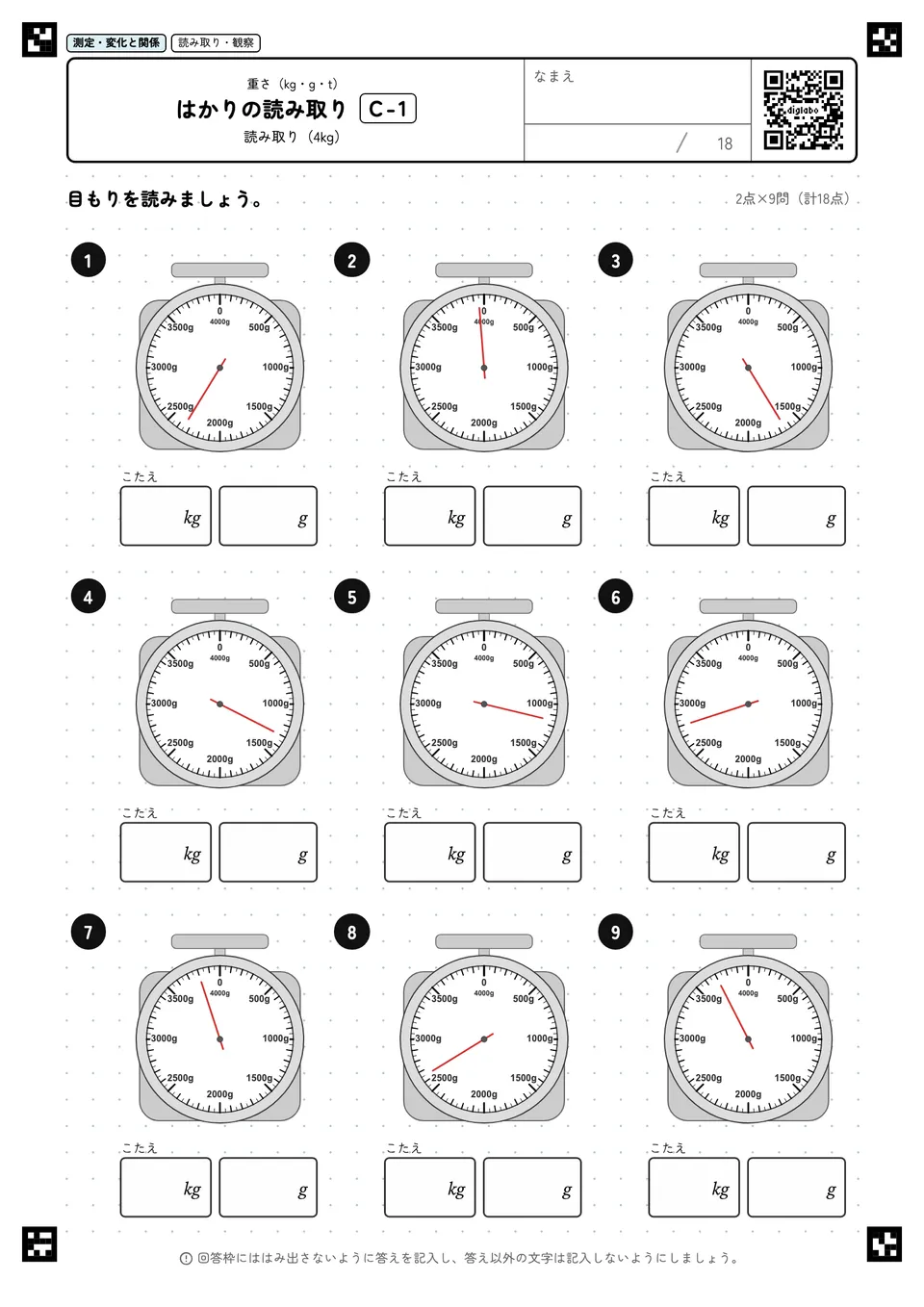 はかりの読み取り C-1
