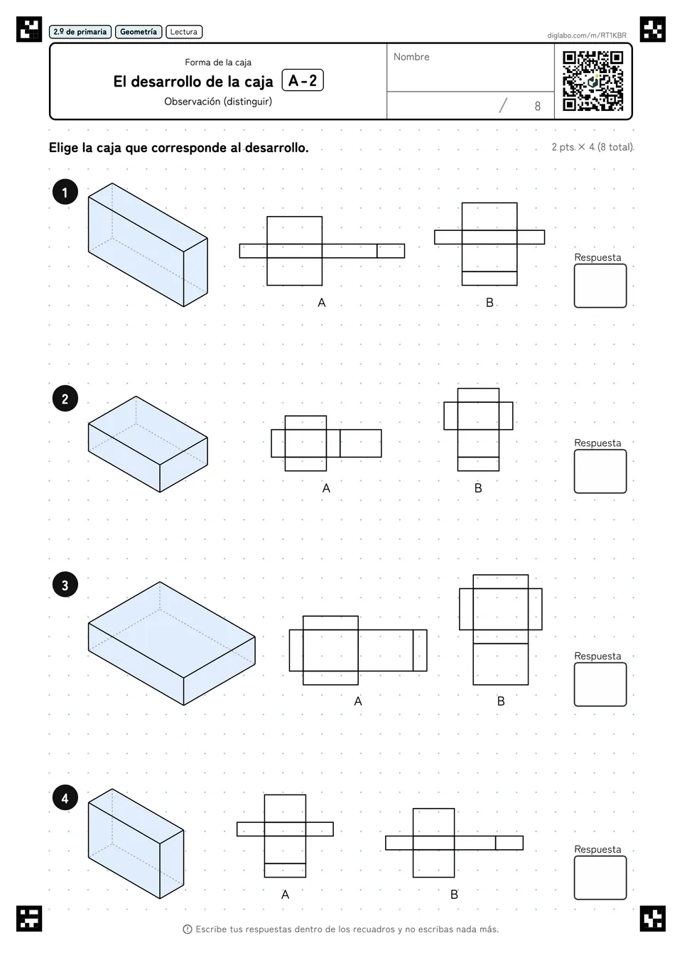 2.º de primaria Forma de la caja El desarrollo de la caja