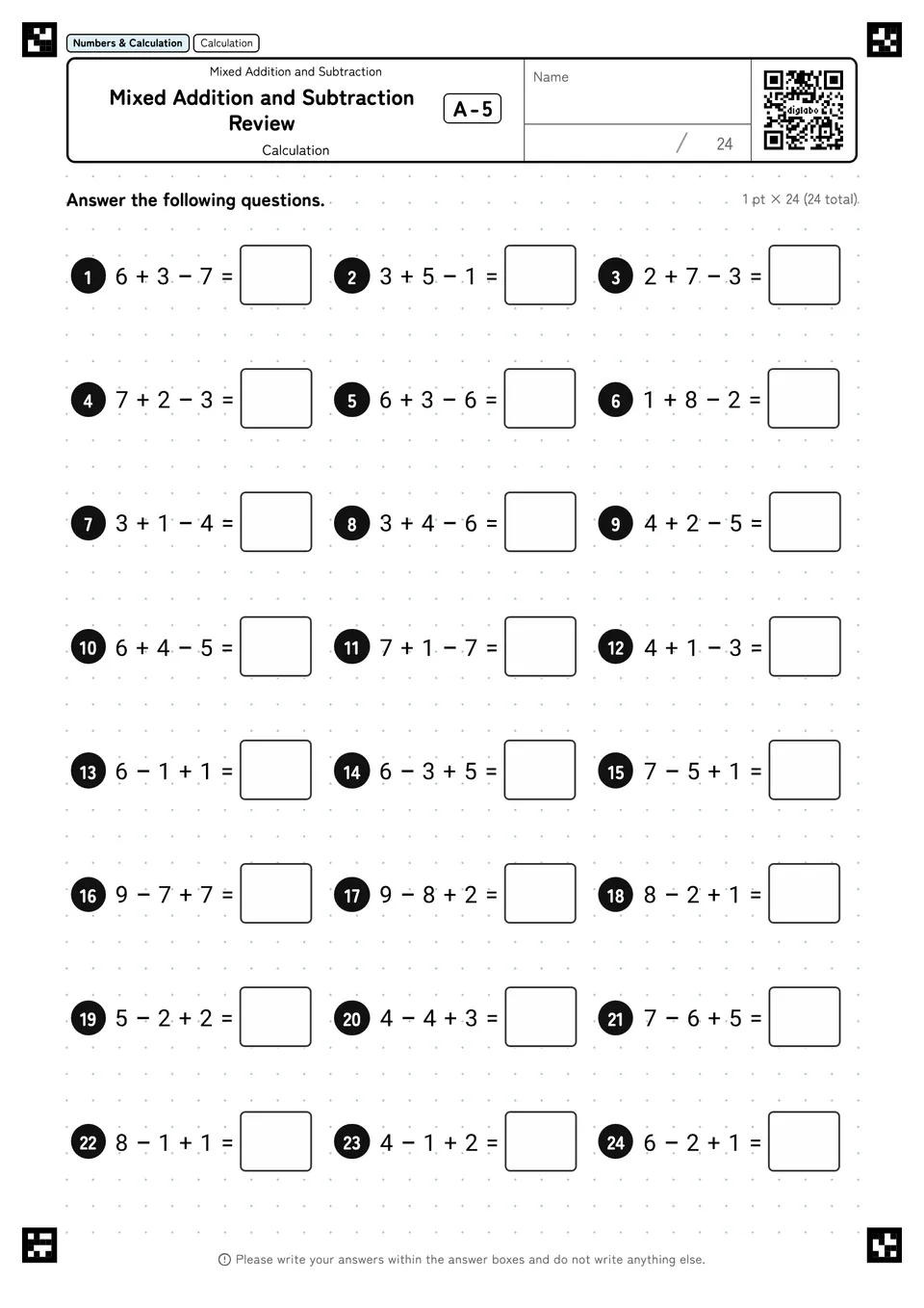 Mixed Addition and Subtraction Review A-5