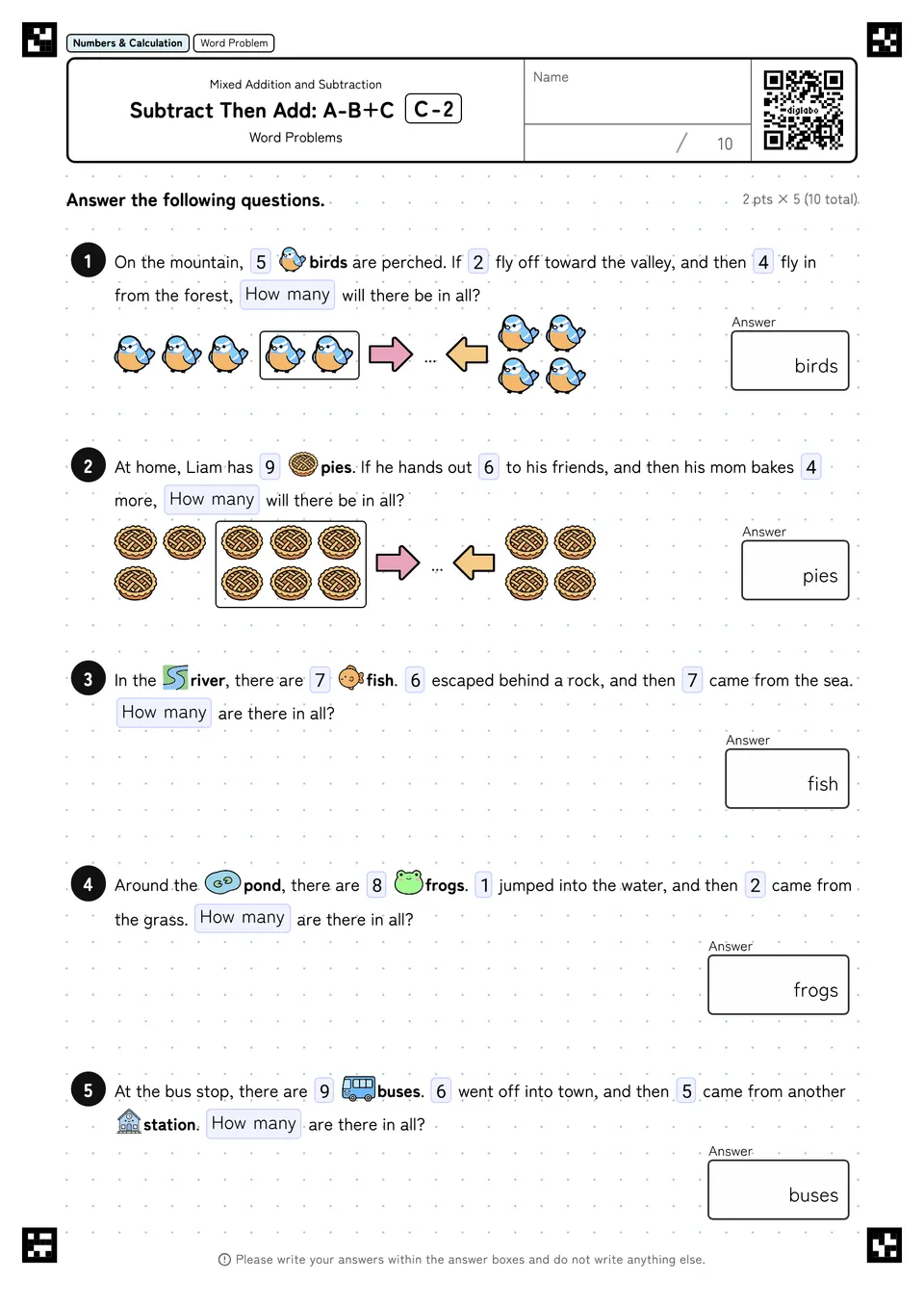 Subtract Then Add: A-B+C C-2