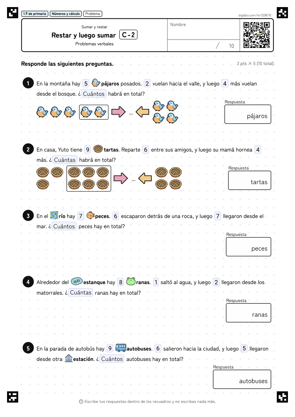 1.º de primaria Sumar y restar Restar y luego sumar
