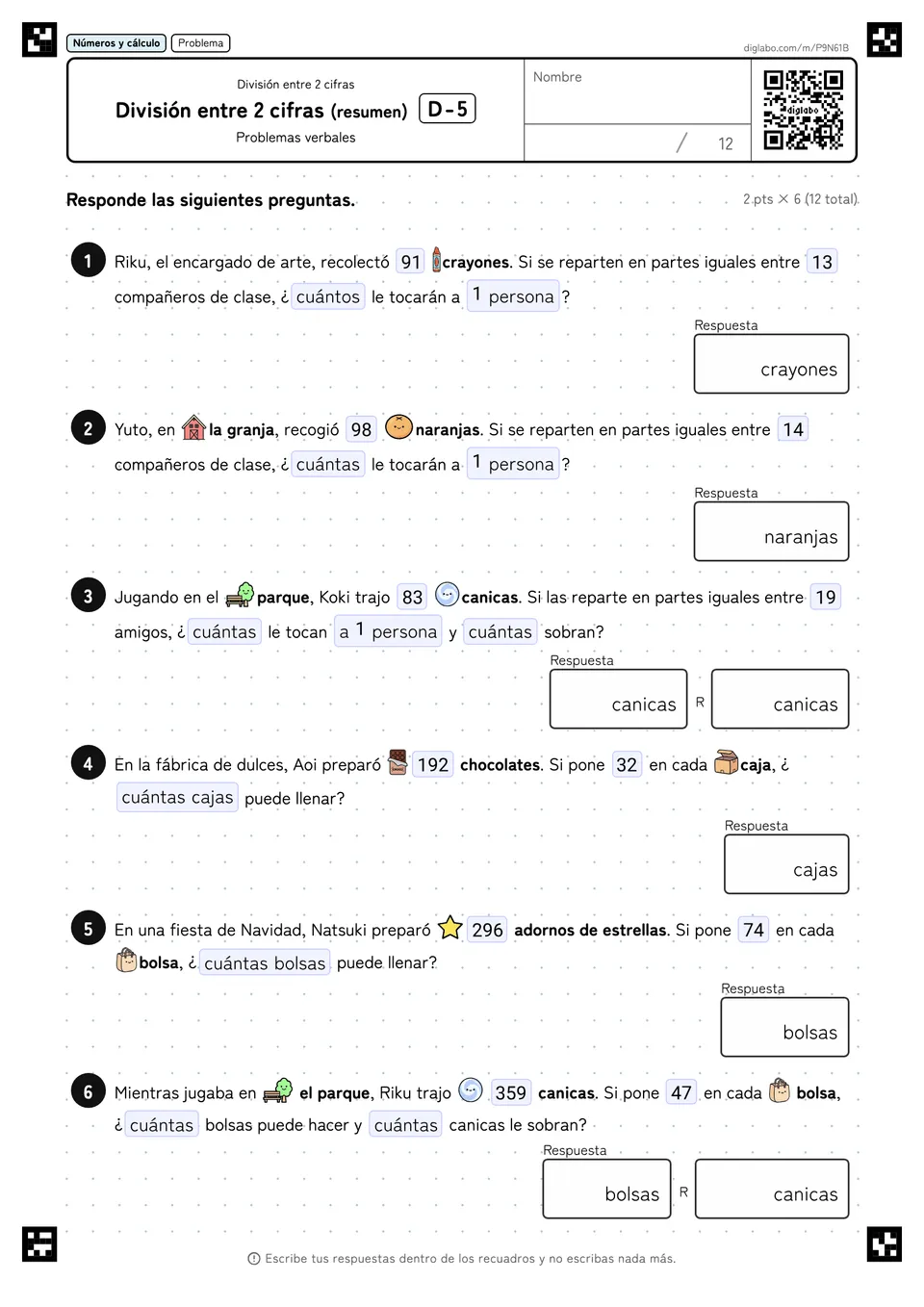 División entre 2 cifras (resumen) D-5