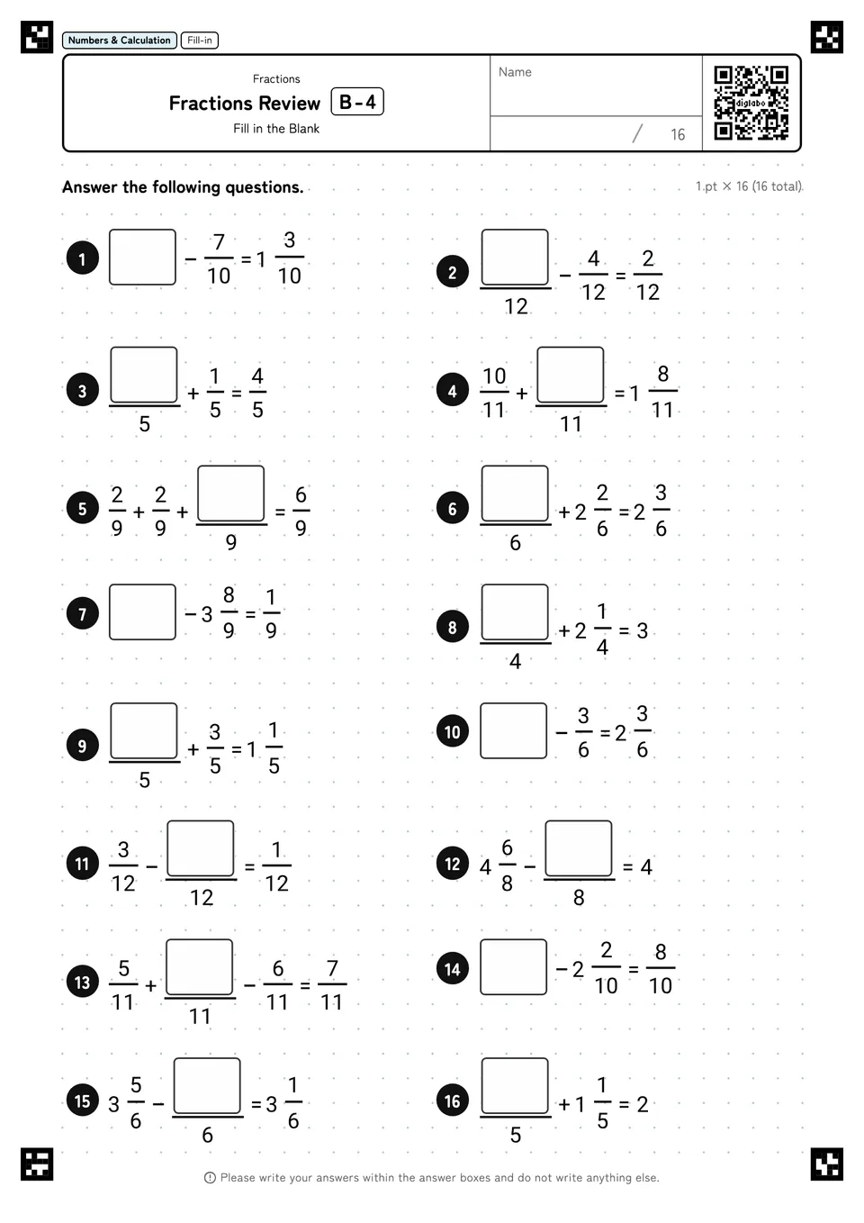 Fractions Review B-4