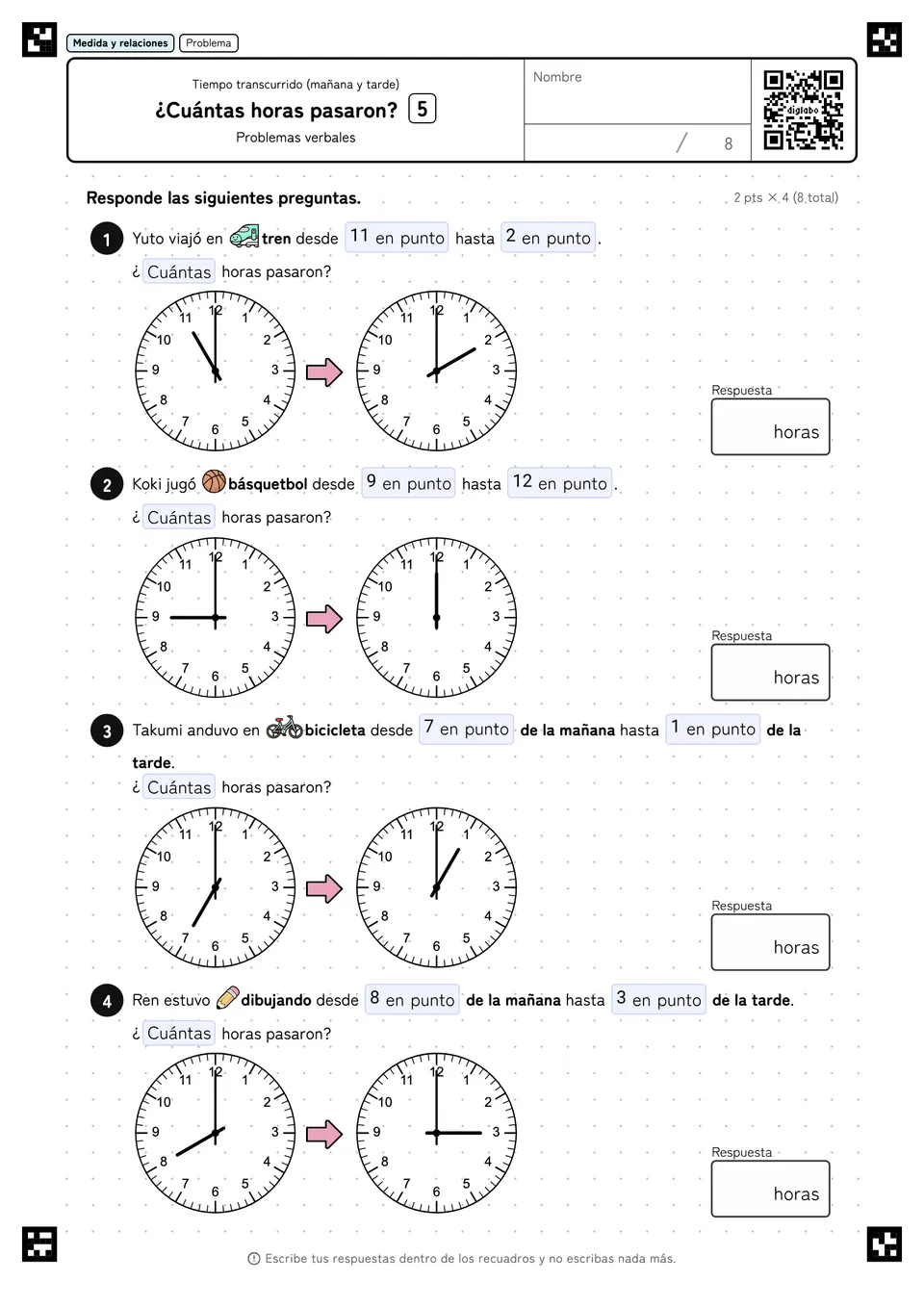 ¿Cuántas horas pasaron? 5