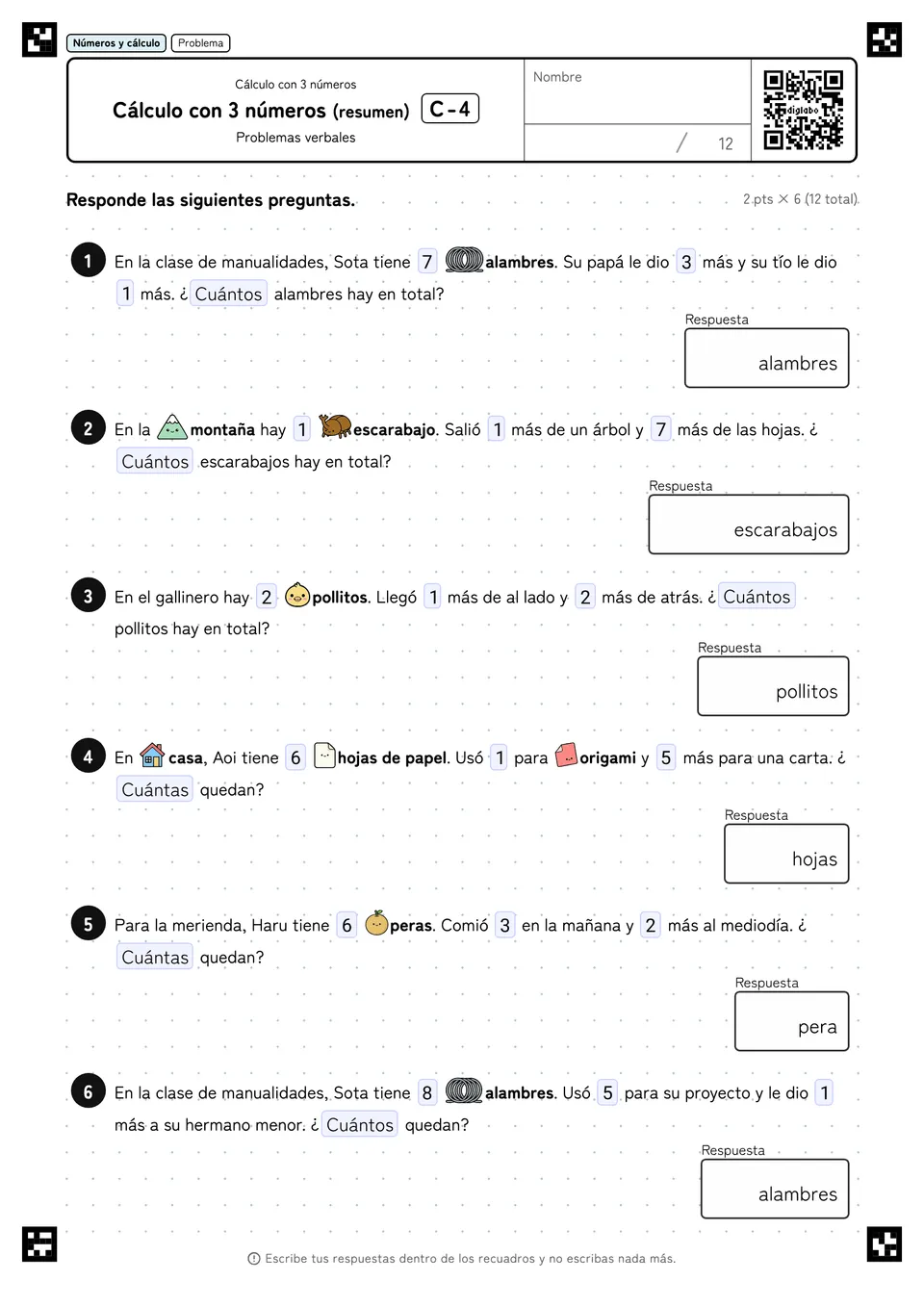Cálculo con 3 números (resumen) C-4