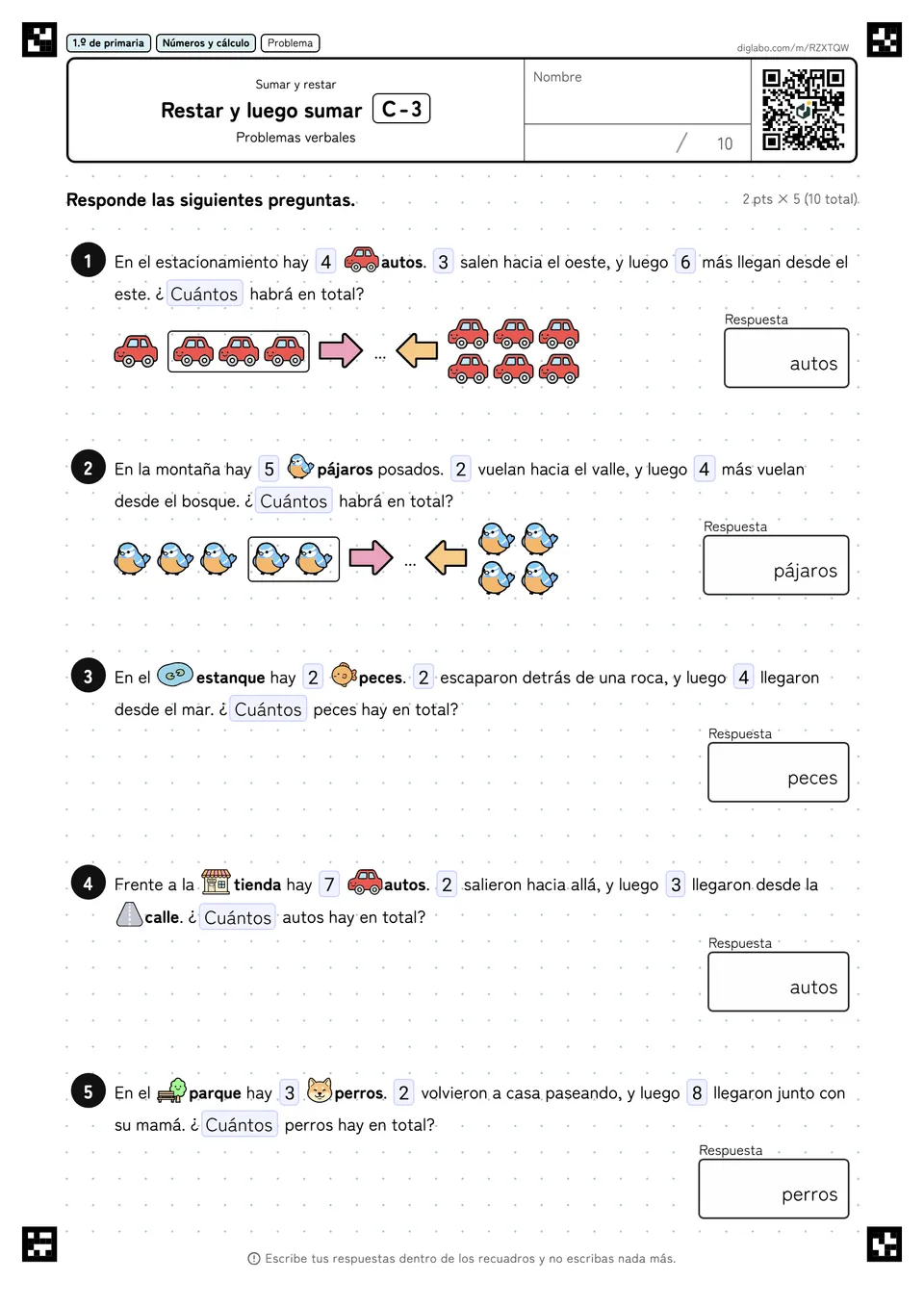 1.º de primaria Sumar y restar Restar y luego sumar