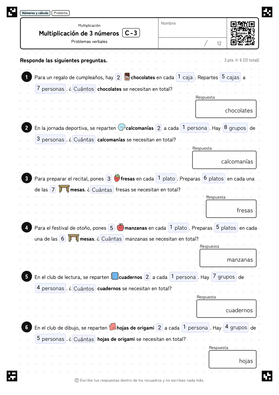 Multiplicación de 3 números C-3