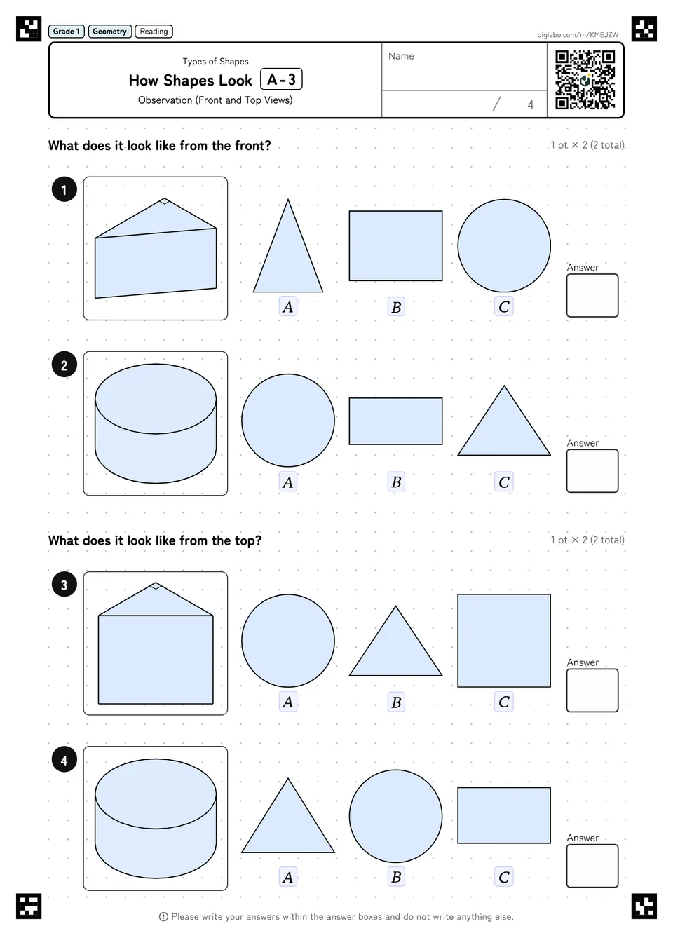Grade 1 (Elementary School) Types of Shapes How Shapes Look