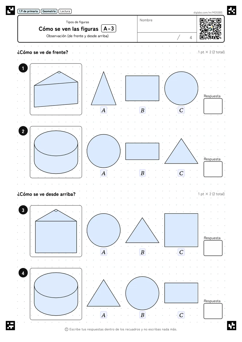 1.º de primaria Tipos de figuras Cómo se ven las figuras