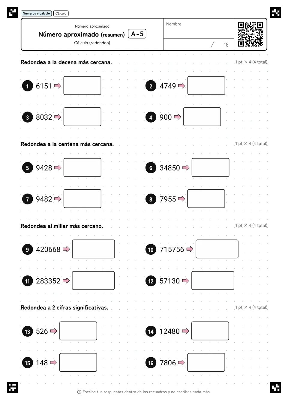 Número aproximado (resumen) A-5