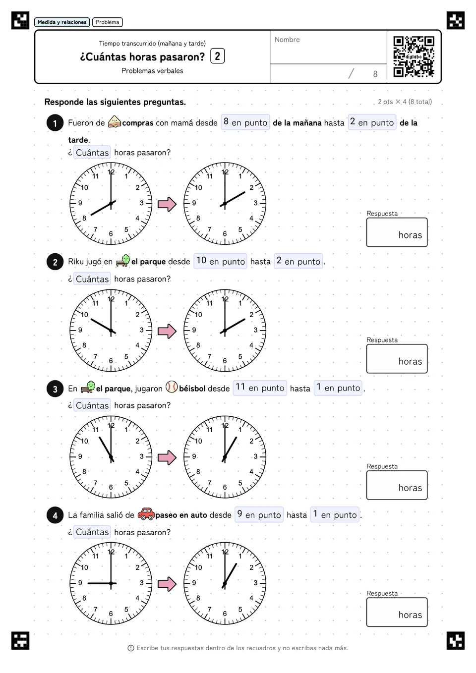 ¿Cuántas horas pasaron? 2