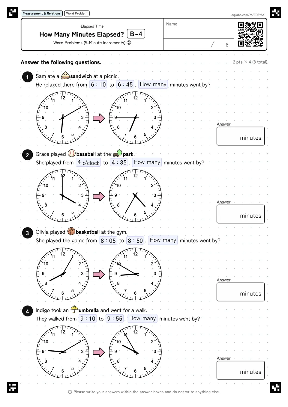 How Many Minutes Elapsed? B-4