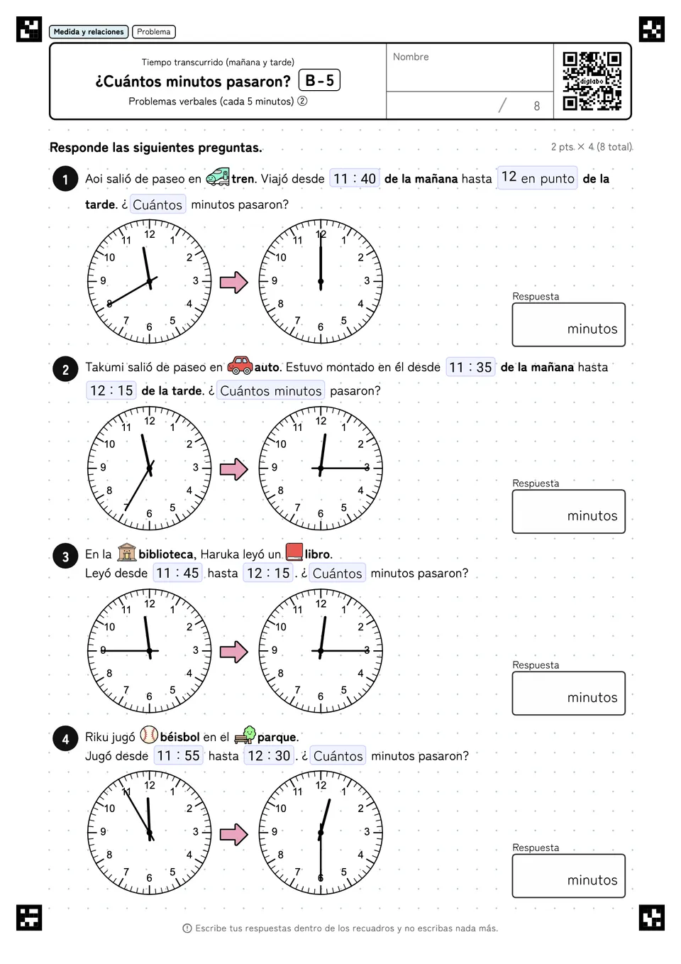 ¿Cuántos minutos pasaron? B-5