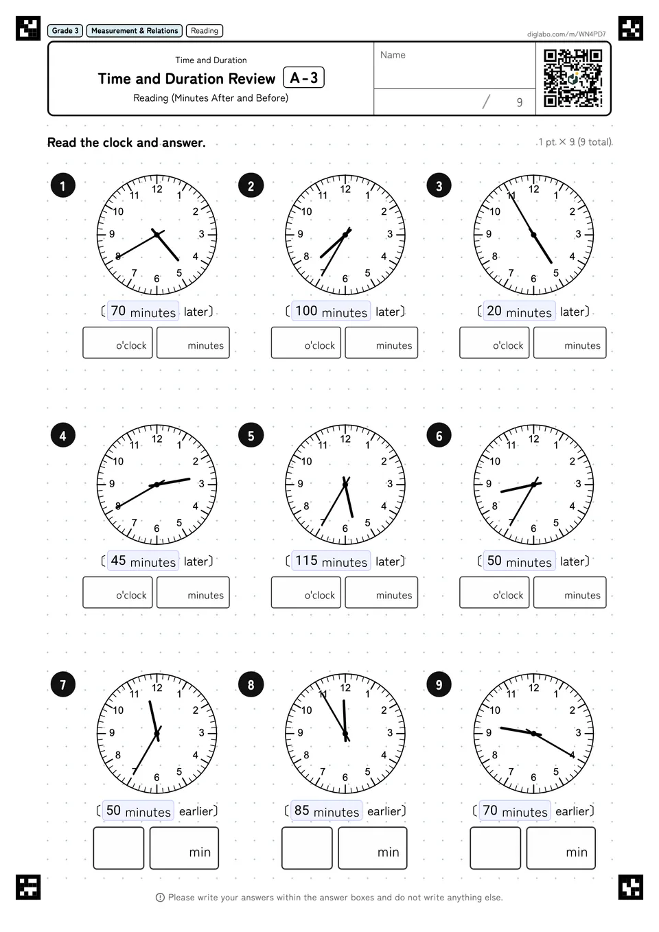 Grade 3 (Elementary School) Time and Duration Time and Duration Review
