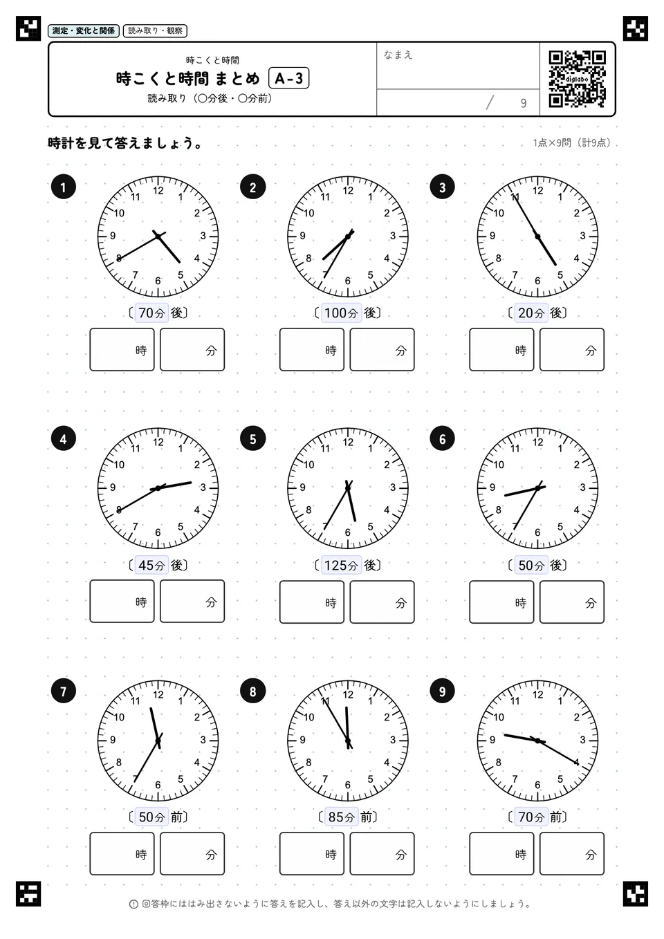 時こくと時間 まとめ A-3