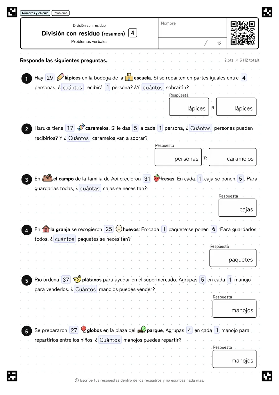 División con residuo (resumen) 4