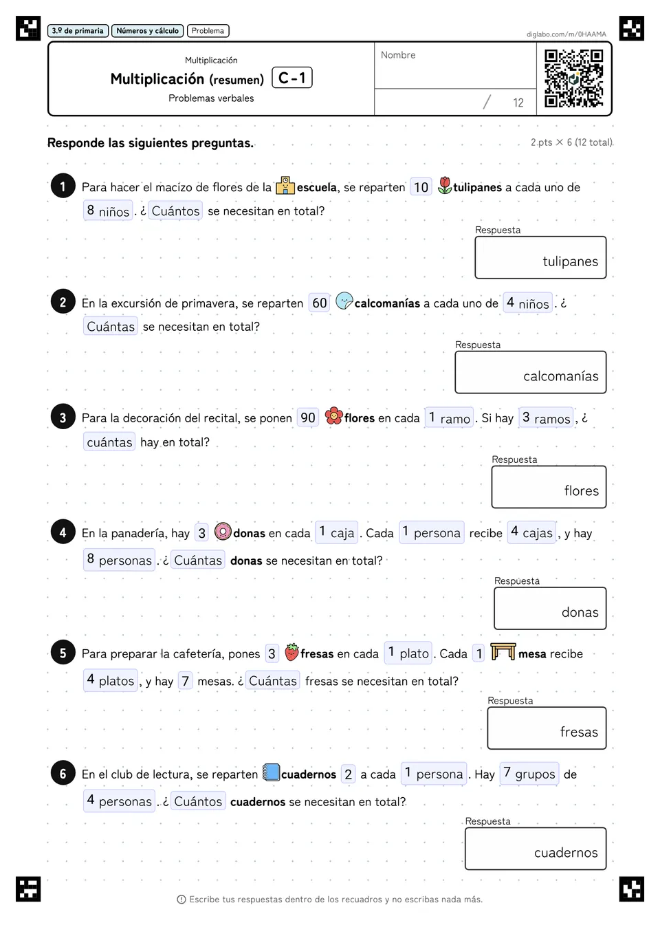 3.º de primaria Multiplicación Multiplicación (resumen)