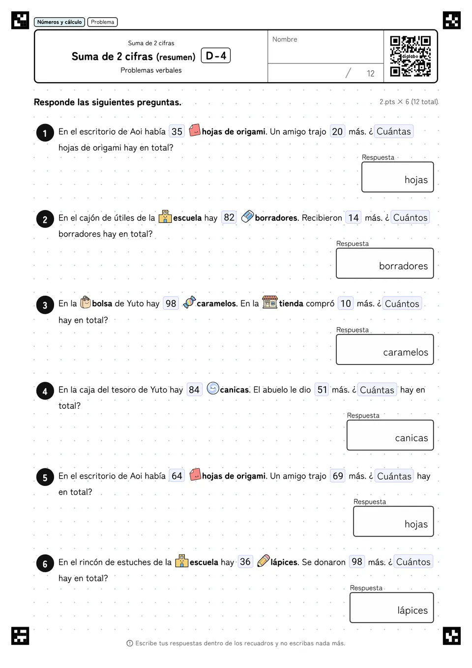 Suma de 2 cifras (resumen) D-4