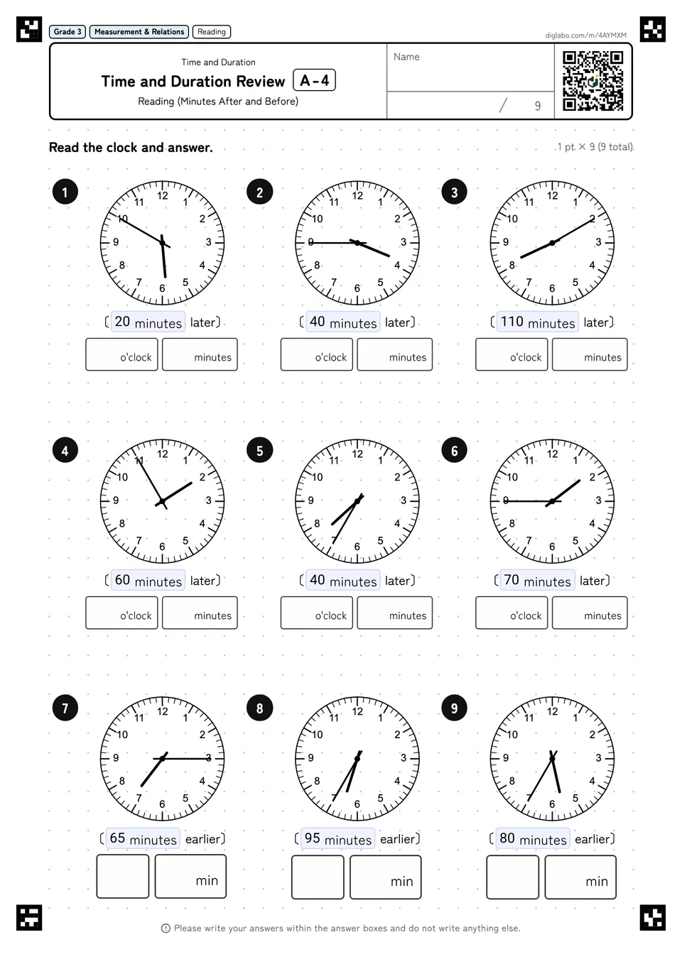 Grade 3 (Elementary School) Time and Duration Time and Duration Review