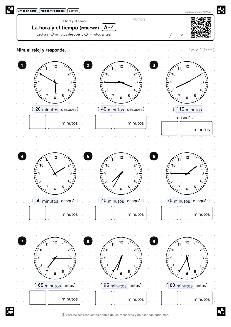 3.º de primaria La hora y el tiempo La hora y el tiempo (resumen)