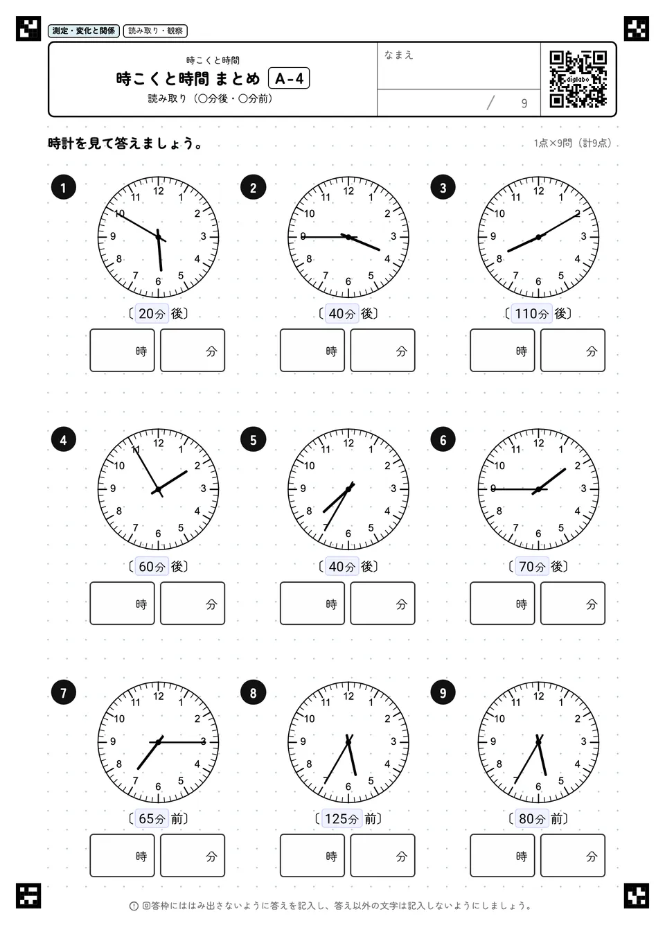 時こくと時間 まとめ A-4