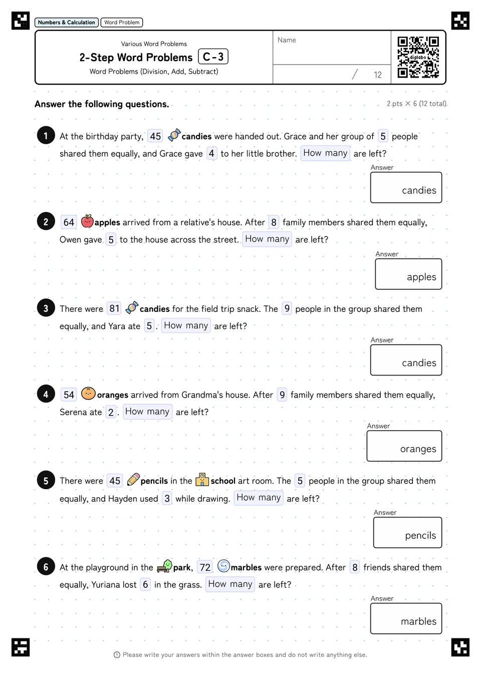2-Step Word Problems C-3