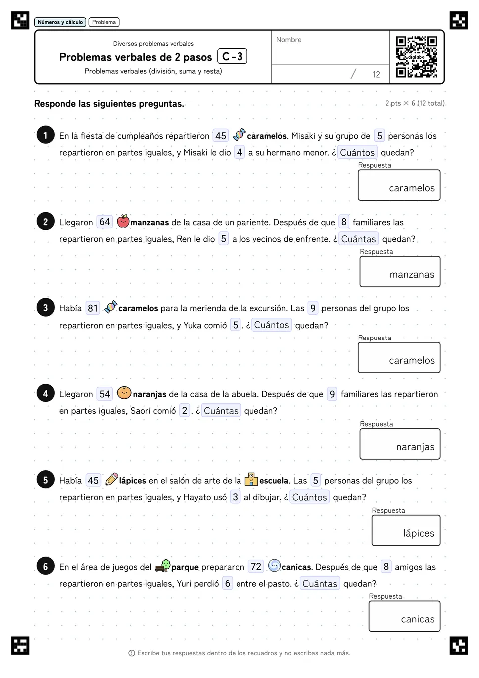 Problemas verbales de 2 pasos C-3