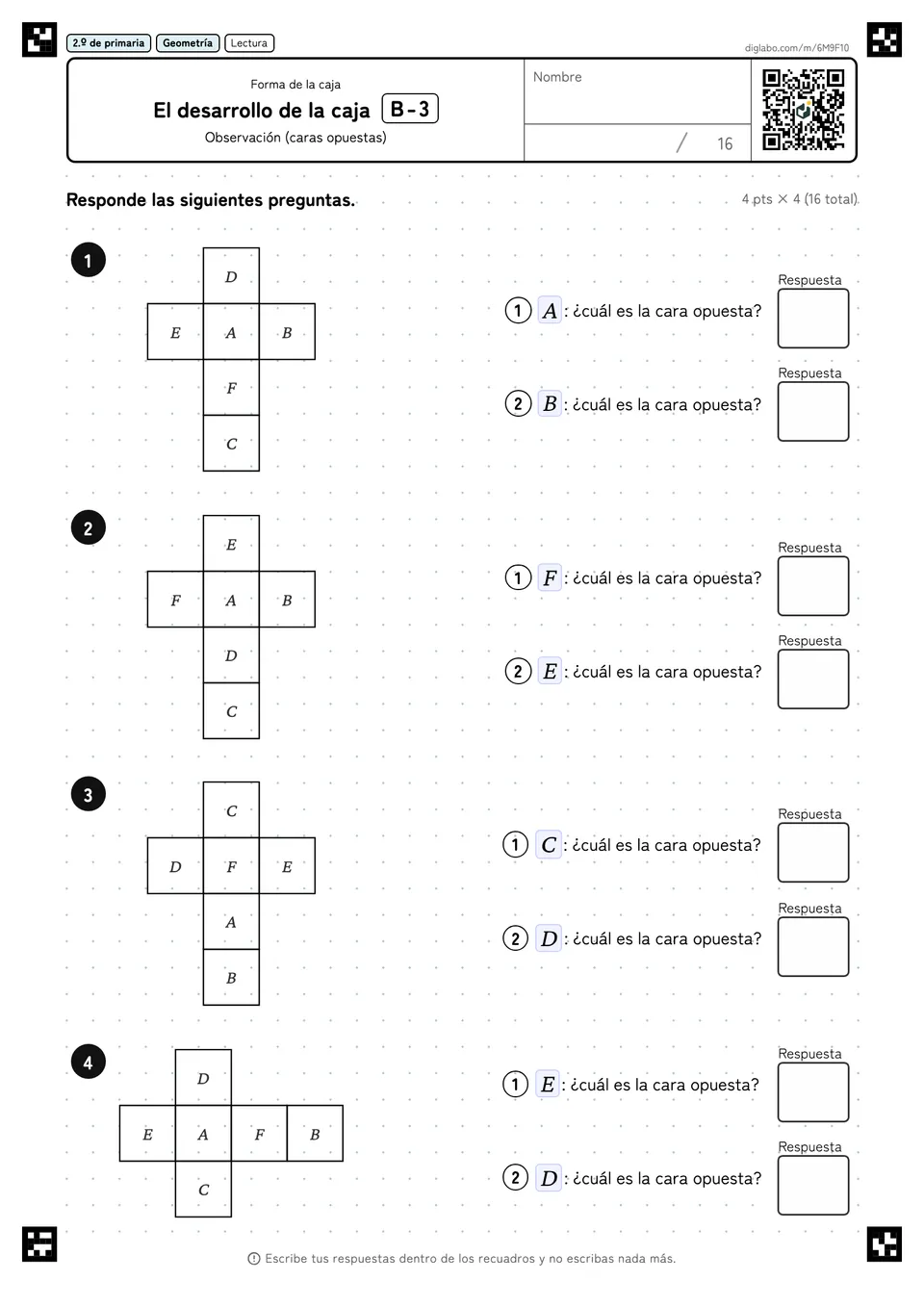 2.º de primaria Forma de la caja El desarrollo de la caja