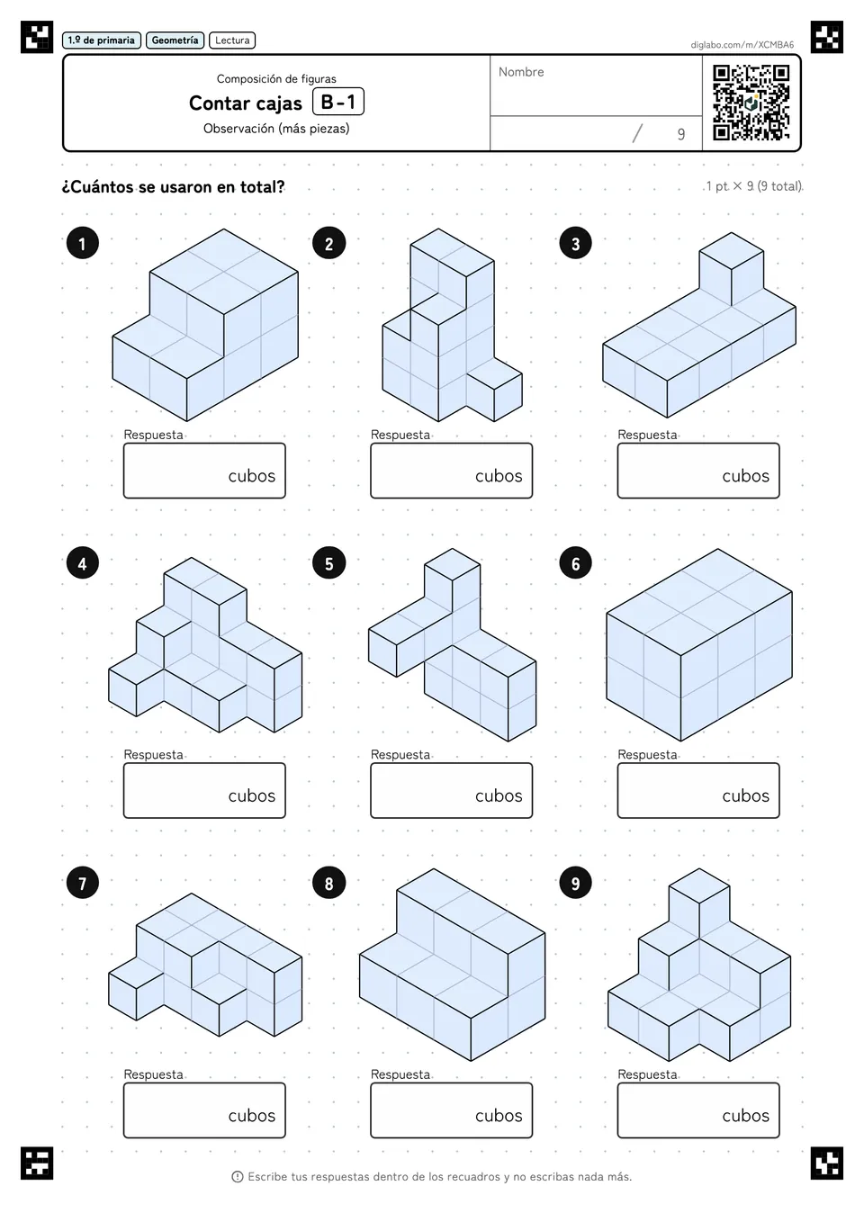 1.º de primaria Composición de figuras Contar cajas