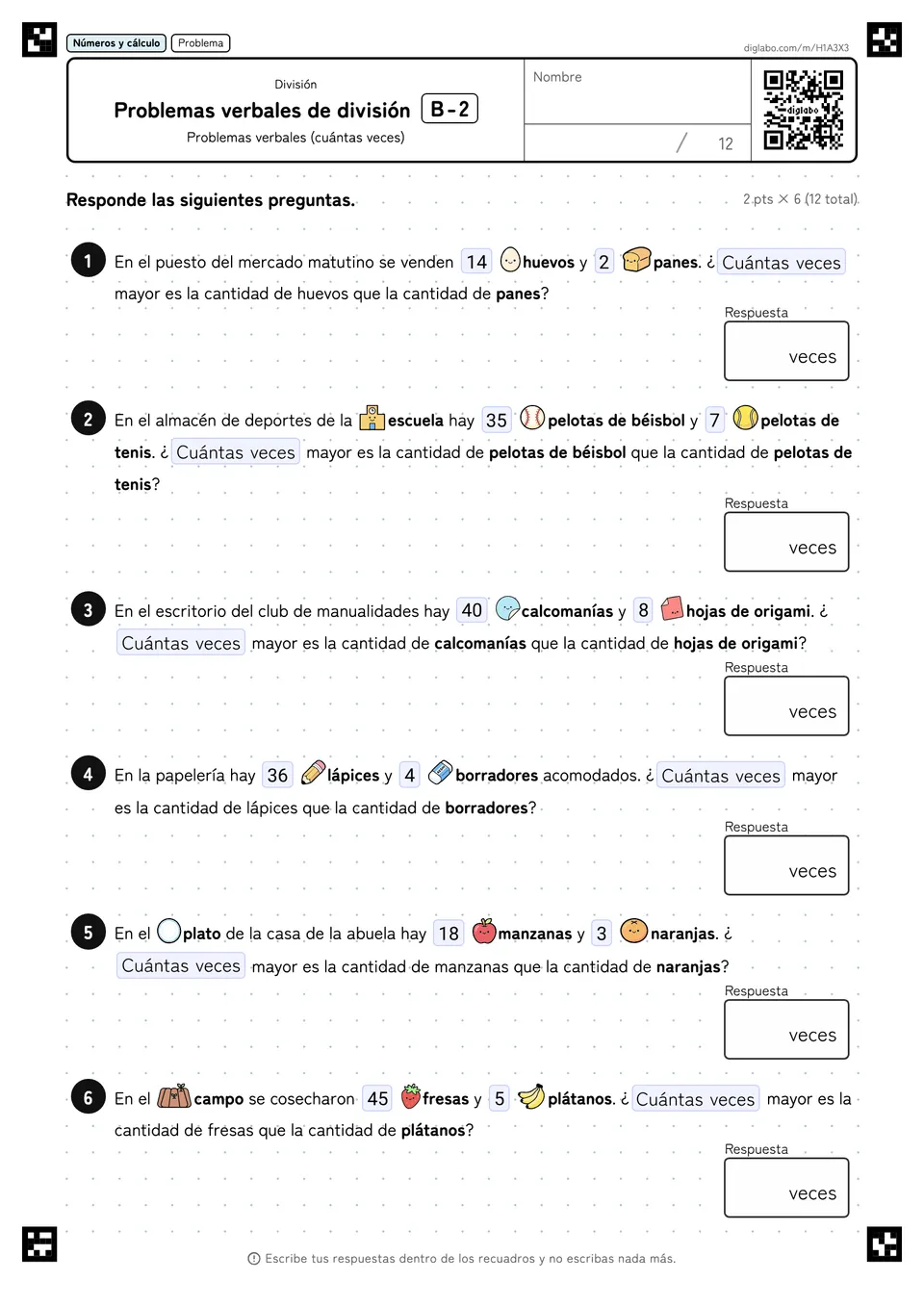 Problemas verbales de división B-2