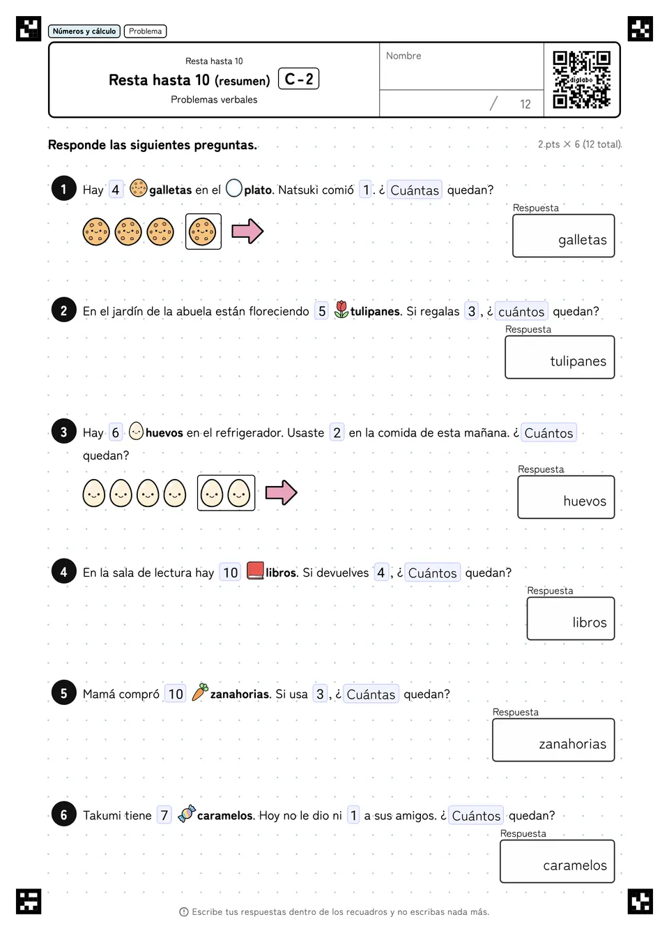 Resta hasta 10 (resumen) C-2
