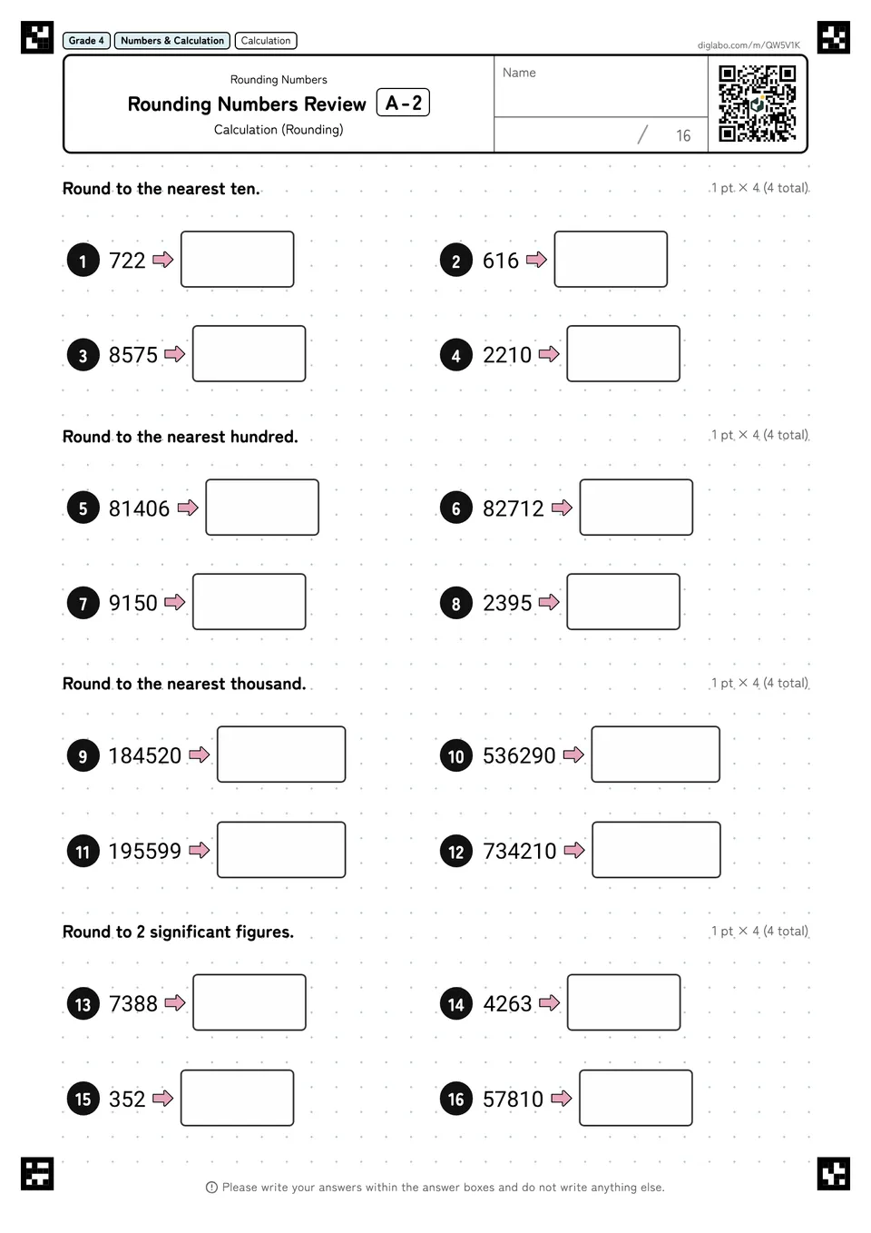 Grade 4 (Elementary School) Rounding Numbers Rounding Numbers Review