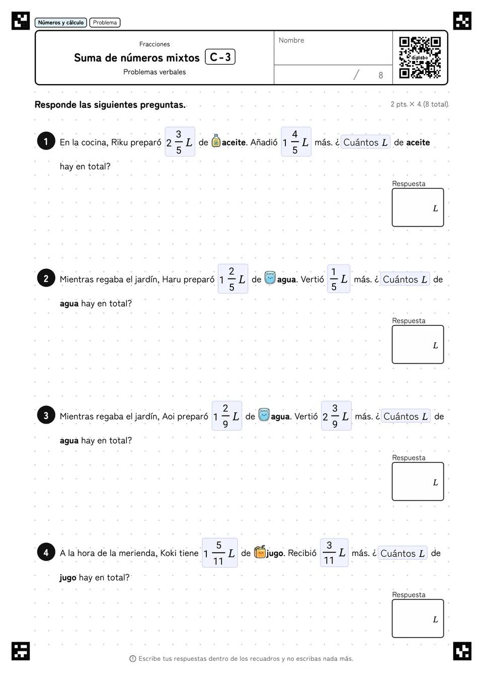Suma de números mixtos C-3